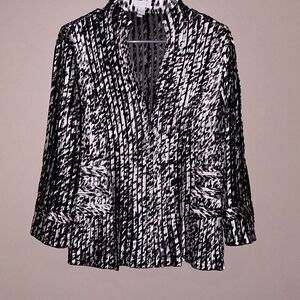 Chico’s Venetian Style Animal Print Zip Blazer Jacket Sz 1